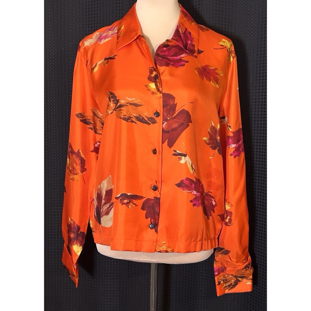 NWT Laurel By Escada 100% Silk Retro Colorful Button Up Blouse Sz 42/6